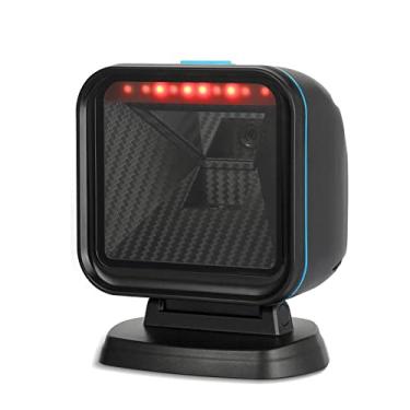 Imagem de OBZ Scanner de código de barras de mesa 1D 2D, scanner de código QR, leitor de código de barras com fio, mãos livres, scanner de caixa registradora, com grande janela de digitalização para lojas,