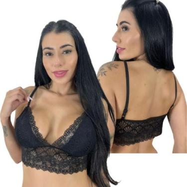 Imagem de Kit 2 Top Cropped De Renda Feminino Alças Ajustáveis Rendado Sutiã Blo