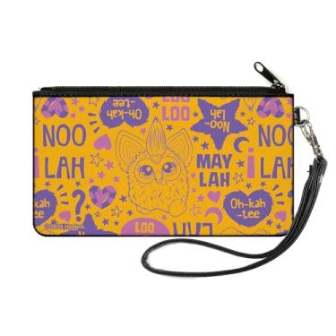 Imagem de Buckle-Down Furby Wallet, Zip Clutch, Furby Furbish Frases e Ícones Laranja Rosa Roxo, Lona, rosa, SMALL, Casual