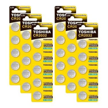 Imagem de Kit Cartelas de Pilhas Baterias CR2032 Toshiba Controle Alarme 3V, 6 u
