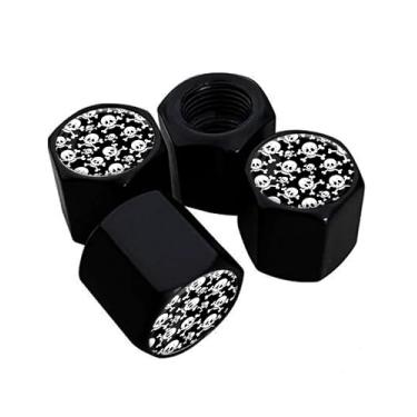 Imagem de Tampas de haste de válvula de pneu de metal, pacote com 4, tampas de haste de roda de carro, tampas de válvula de ar universais de alumínio para carros, caminhões, SUVs, bicicletas, motocicletas,