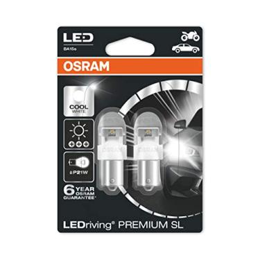 Imagem de Osram Conjunto de duas lâmpadas LED 6000K de 12V 2W P21W BA15s LED 7556 retrofit 7556CW-02B