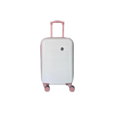 Imagem de Mala de Bordo 10KG ABS Padrão Anac Giratória Viagem Flórida (Branca C/Rose)