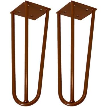 Imagem de Kit 02 Pés de Ferro Aço Hairpin Legs 25 cm Bronze A01 Sofá Móveis Mesa