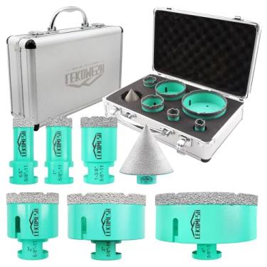 Imagem de LEKOMESH Conjunto De Brocas De Núcleo De Diamante 7 Unidades Kit De Serra De Furo De Azulejo Para Porcelanato Cerâmica Mármore Tijolo Concreto Com Rosca De 5/8 "-11 (20/25/35/50/75/100 Mm + Broca De C