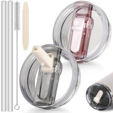 Imagem de ANTAND Tampa flip de canudo de 850 g para copo Stanley Quencher H2.0, 2 pacotes de substituição de tampa à prova de vazamento para acessórios Stanley Cup ProTour (creme claro, quartzo rosa)