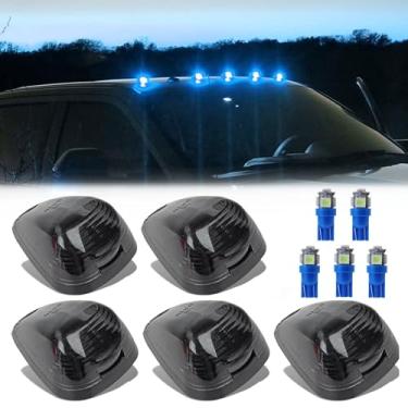 Imagem de Atmufelp 5 lâmpadas de corrida com lentes fumê pretas compatíveis com luzes LED azul gelo para Ford F150 F250 F350 F450 F550 F650 F750 E150 E250 E350 E450 1999-2016 - Caminhonetes Super Duty