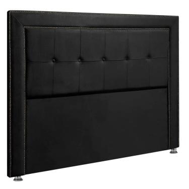 Imagem de Cabeceira Estofada para Cama Box Casal 140cm Ravena Veludo - SOFA STORE Cor:Veludo Preto