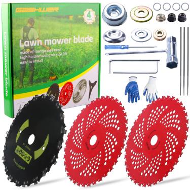 Imagem de Gashwer Lâminas De Corte De Escova Com Ponta De Carboneto De 9" X 36 Dentes, Lâminas De Aparador De Ervas Daninhas, Lâminas De Escova De Dentes De Motosserra Redondas De Aço Carbono De 9" X 20T Comp