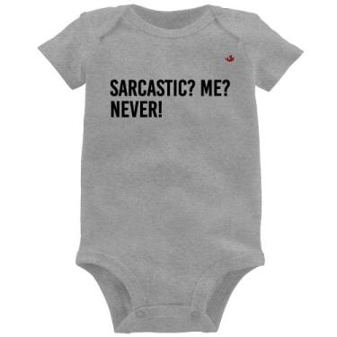 Imagem de Body Bebê Sarcastic Me Never! - Foca na Moda, Cinza, M