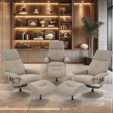 Imagem de Kit 3 Poltronas de Massagem Arizona Giratória com Apoio de Pés e Recli