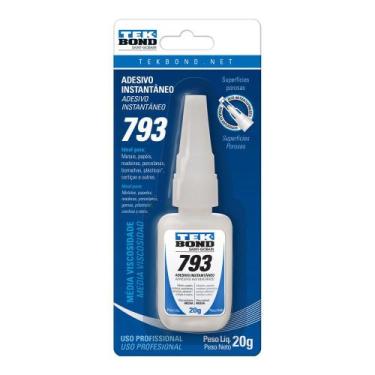 Imagem de Adesivo Instantâneo Multiuso 793 Tekbond 20g com Bico Antientupimento 
