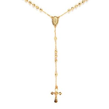 Imagem de Colar de terço feminino – Colar de cruz para mulheres em tom dourado – Colares em camadas para joias femininas, pingentes longos, colares Lariat, 53 cm a 66 cm, fé católica, religiosa, presentes de
