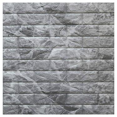 Imagem de Papel De Parede Painel 3d Tijolo Cinza Auto Adesivo 77x70cm Revestimento Espuma Autocolante