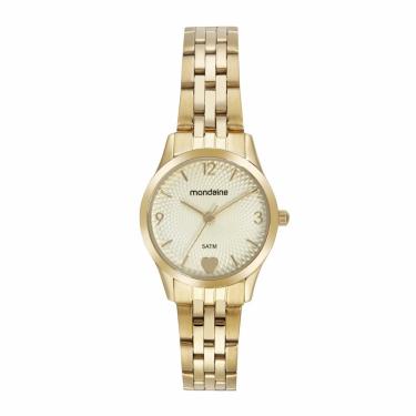 Imagem de Relógio Mondaine Feminino Dourado 32795lpmkde1k1 Com Semi-joias