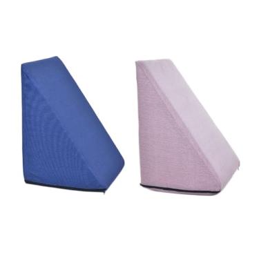 Imagem de Kit 2 Travesseiros Almofada Triangular Espuma Encosto Adulto Apoio Costas Repouso Leitura Anatômico(Azul+Rosa,Único)