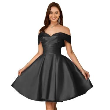 Imagem de Dymaisei Vestidos de formatura de lantejoulas para adolescentes com alças finas e decote em V, vestido de festa formal colado ao corpo com babados, Preto, 44