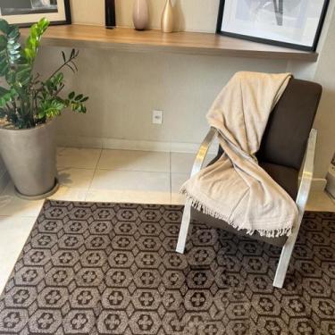 Imagem de Tapete Carpete 150x200cm Com Pelagem Curta Base Antiderrapante Marrom 