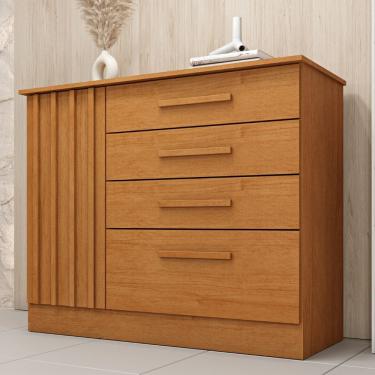 Imagem de Cômoda Ripada 4 Gavetas 1 Porta Guarani Tcil