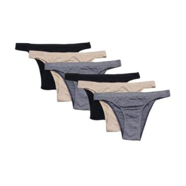 Imagem de Kit com 6 calcinhas tanga Trifil 4403, Macadamia, Mescla, Preto, 0057,