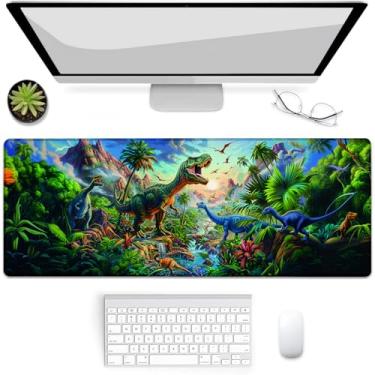 Imagem de VANZEV Mouse pad para jogos com tema de dinossauro, tapete de mouse, tapete de mesa, base de borracha antiderrapante para computadores, laptop, escritório, escola, acessórios para casa, presentes 80 x