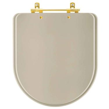 Imagem de Assento Sanitário Carrara Bege Saara Para Vaso Deca Com Ferragem Dourada