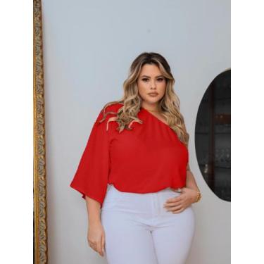 Imagem de Bata Feminina Plus Size Blusa Com Elástico Ajustável Mula Manca Croppe