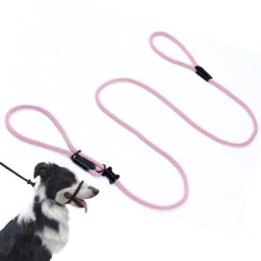 Imagem de Multifunctional Figure 8 Padded Head Halter Walking Training Leather Stopper Rope Slip Lead Dog Leash Muzzle (Pink)