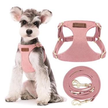Imagem de Dog Harness Puppytie sem tração para cães pequenos com coleira rosa
