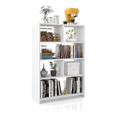 Imagem de Estante Armario Multiuso Livreiro 4 Prateleiras Com Divisórias Nicho Para Livros Decoração - Branco ou Preto (Branco)