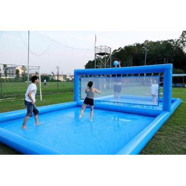 Imagem de Inflantteble Quadra De Vôlei Inflável 33 Pés Com [Bomba Ar 800 W] - [Nível Comercial] Piscina Ao Livre/Rede Praia/Campo Aquático Para Jogos Esportivos, Sem Vôlei, X 16,5 7