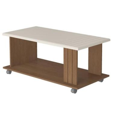 Imagem de Mesa De Centro 100X50 cm Com Rodizios Cinamomo Off White ARLY - Milani