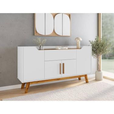 Imagem de Aparador Buffet Future Retro Pés em Madeira-Branco/Cinamomo