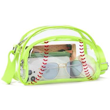 Imagem de BOSTANTEN Bolsa tiracolo de beisebol para mãe esportiva pequena bolsa de ombro feminina de couro vegano para eventos, Amarelo