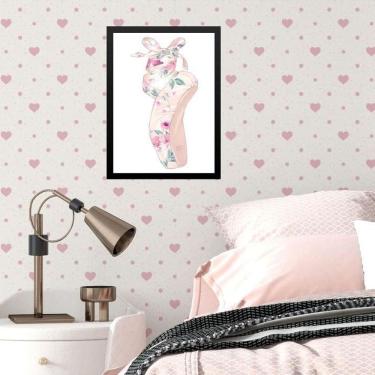 Imagem de Quadro Infantil Menina Sapatilha De Balé 45X34Cm - Com Vidro