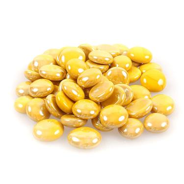 Imagem de Grade de vidro reflexivo de fogo de alto brilho, pedras de fogo, gotas de fogo, pedras de vidro de fogo, lascas de contas para decoração de jardim suculenta, 17-19 mm (3/4"), 335 g, China Yellow