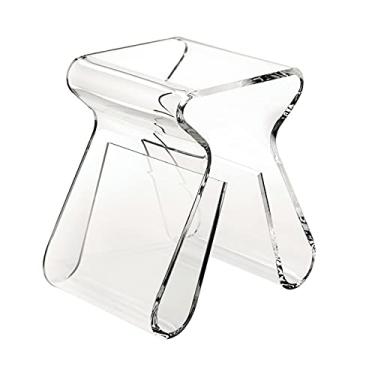 Imagem de Mesa de centro de vidro transparente/mesa lateral de sofá/mesa de canto quadrada/mini estante para sala de estar, quarto e escritório, decoração de móveis, branca