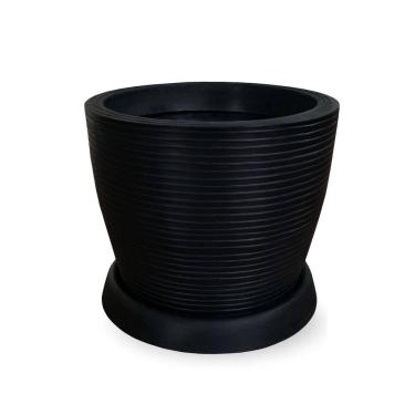 Imagem de Vaso De Planta Flor Pilão De Polietileno 30X30 + Prato Preto