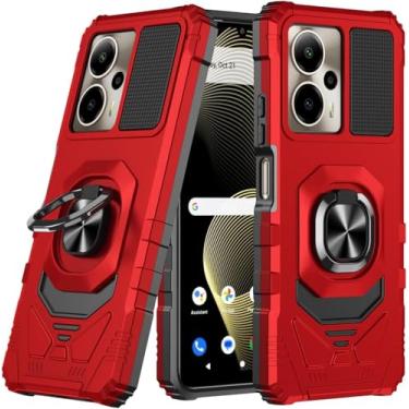 Imagem de Eaglecell - Para Cricket Outlast 5G 2024, AT&T Motivate Pro 5G (SN509A/C) - Capa protetora à prova de choque com suporte de anel - RS7 Vermelho