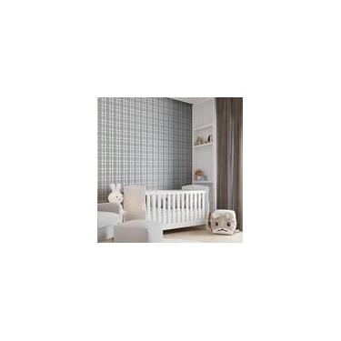 Imagem de Papel de Parede Vinílico Xadrez quadros cinza e azul revoada 4455 - bo