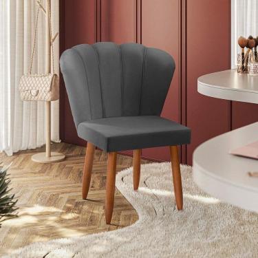 Imagem de Cadeira Poltrona Pétala Yasmin Sala Estar Penteadeira Veludo Chumbo