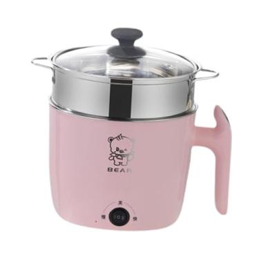 Imagem de ＫＬＫＣＭＳ Panela Elétrica Quente, Panela Lenta, Mini Panela para Cozinhar Macarrão, Rosa com Vaporizador