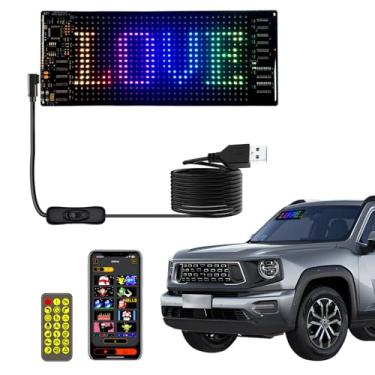 Imagem de Placa de LED para carro, painel de matriz de LED flexível de 18 cm x 7 cm, USB 5V, Bluetooth, controle de aplicação, faça você mesmo, placa de rolagem programável para festa de carro, festival de
