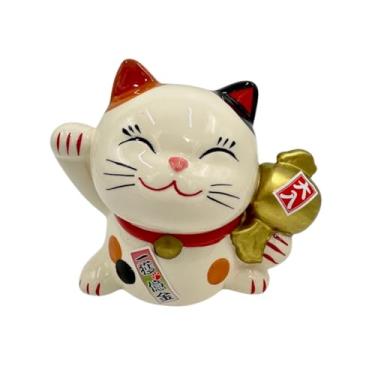 Imagem de SÖPÖSÖPÖ Lucky Maneki Neko Lottery Holder Money Cat 14cm Handmade Decorative Maid in Japan Cute Amulet Japanese Style Souvenir Gift