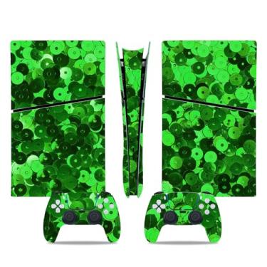 Imagem de PS5 Slim Digital Skin & Controller Decal Set - Adesivos de vinil personalizados para console PlayStation 5 e controle DualSense - Capas de jogos pretas foscas, proteção total (verde, PS5 Slim Digital)