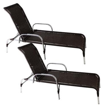 Imagem de Kit 2 Espreguiçadeiras Havaí Alumínio Fibra Sintética Tabaco