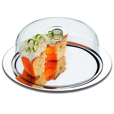 Imagem de Prato Para Bolo Brinox 2373/100 Em Inox E Acrílico 30Cm Inox E Transparente