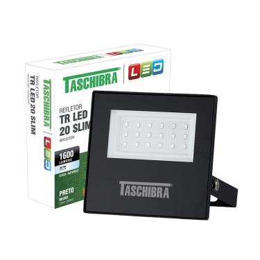 Imagem de Refletor Taschibra Led Tr Slim 20W Luz Branco Fria 6500K Preto Bivolt