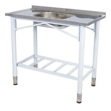 Imagem de Pia Industrial Benfati Inox 430 120x53cm Pés Pintados Concretada Paneleiro Gradeado Com 1 Cuba 814gr