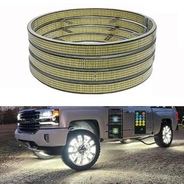 Imagem de Kingshowstar Novo anel de luzes de roda de 43.2 cm 8 fileiras super brilhantes 5730SMD LED com controle remoto APP e RF, luzes de aro de roda brancas puras IP68 à prova d'água